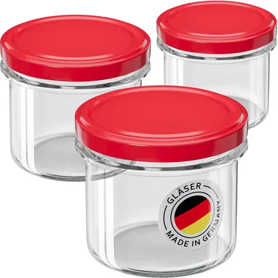 Produktbild von WELLGRO 100x Einmachgläser mit Schraubdeckel rot - 235ml