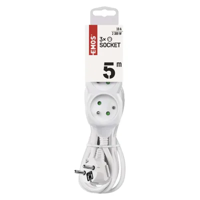 EMOS Prodlužovací kabel 5 m / 3 zásuvky / bílý / PVC / 1 mm2, P0315