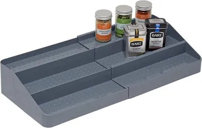 Immagine prodotto di Cestino portaspezie pieghevole - Organizer da cucina - 3 ripiani - Grigio