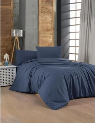 Image de Parure de Lit Housse de Couette 220 x 240 cm, 100% Coton Renforcé, 2 Taies d'Oreiller 60 x 60 cm, Bleu Foncé