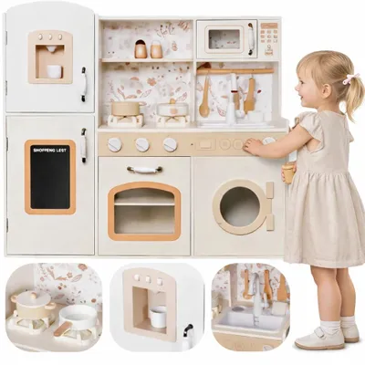 Obrázek produktu pro Dřevěná dětská kuchyňka XXL Cook&Play se světlem a zvuky – lednice, trouba a pračka