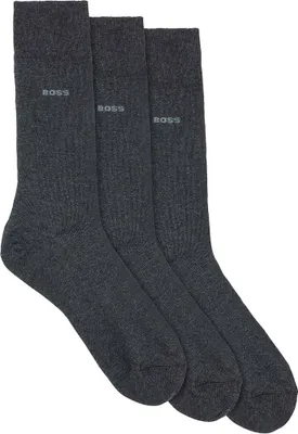 Produktbild von HUGO BOSS Socken mittelhoch Baumwoll-Mix Logo Dreier-Pack Anthrazit 43-46