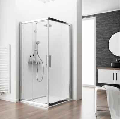 Produktbild von Eckeinstieg mit Schiebetür SCHULTE Kristall/Trend ExpressPlus 90x90 cm Klarglas Profilfarbe chrom
