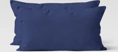 Produktbild von 2er Set Renforcé UNI Kissenhüllen 40x80 cm Kopfkissen Garnitur 100% Baumwolle Mit Reißverschluss navyblau