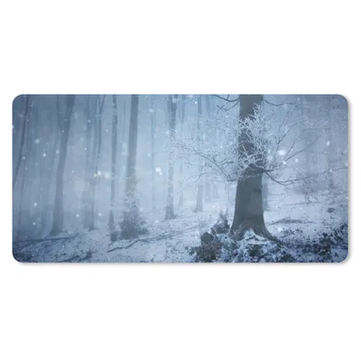 Produktbild von MuchoWow® Schreibtischunterlage Wald - Winter - Schnee 80x40 cm - XXL Mauspad - Gaming Mauspad