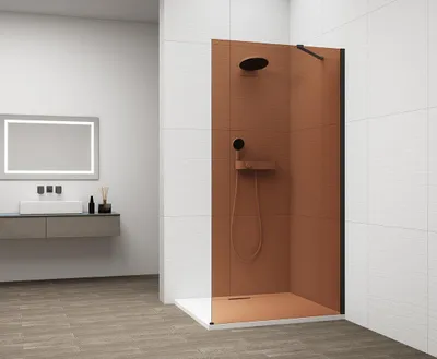Produktbild von Polysan ESCA BLACK MATT Dusch-Glasteil, Wandmontage, Glas Marron, 800 mm