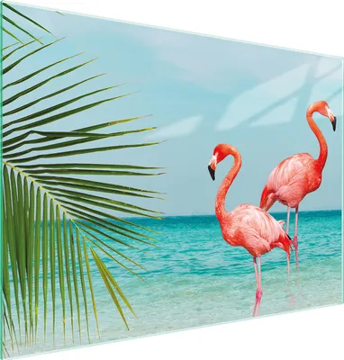 Produktbild von Schneidebrett Herdabdeckplatte Multiglasschneidplatte 30x22 cm Meer Flamingo