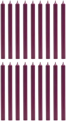 Image de Bougies de table Cactula Luxe, couleur aubergine, lot de 18 – Bougies effilées de 28 cm, Ø 2,1 cm