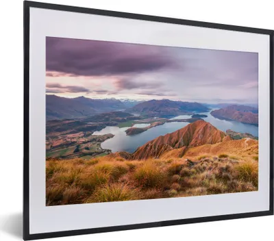 Produktbild von MuchoWow® MuchoWow® Gerahmtes Poster Berg - See - Himmel 40x30 cm - Poster mit zchwarzem Bilderrahmen - Bilderrahmen - Poster im Rahmen