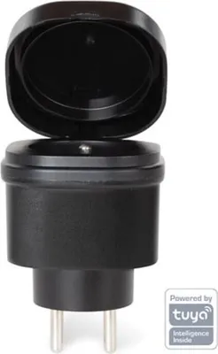 Produktbild von Perel Smarte Wi-Fi-Steckdose, 13 A, 3000 W, für außen, Typ E (französisches System), Schwarz
