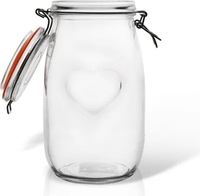 Produktbild von Küchenbehälter aus Lackglas mit Lebensmittelclip, 1,5 l