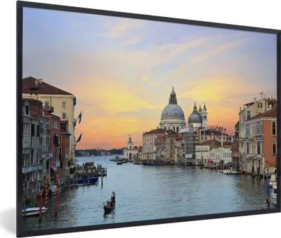 Produktbild von MuchoWow® MuchoWow® Gerahmtes Poster Italien - Sonnenuntergang - Venedig 90x60 cm - Poster mit zchwarzem Bilderrahmen - Fotorahmen - Foto-Plakat