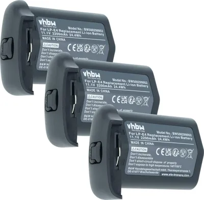 Produktbild von vhbw 3x Akku Ersatz für Canon LP-E4N, LP-E4 für Kamera (2200 mAh, 11,1 V, Li-Ion)