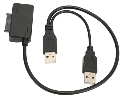 Image de Câble pour lecteur optique USB 2.0 : adaptateur externe USB vers SATA 6 et 7, alimentation portable, Plug-and-Play, 480 Mbps