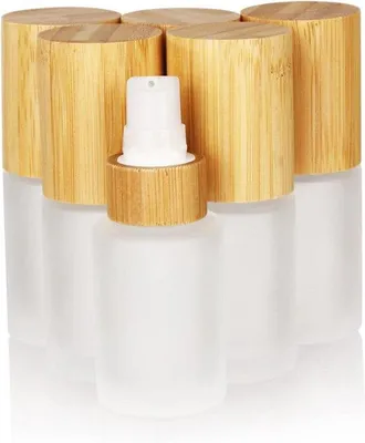 Productafbeelding van Set van 6 glazen flesjes met lotionpomp, elk 30 ml, reissets voor toiletartikelen.