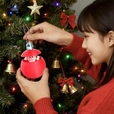 Produktbild von INF Festlicher Schneemann Weihnachtsschmuck - Kunststoff Hängedekoration Rot