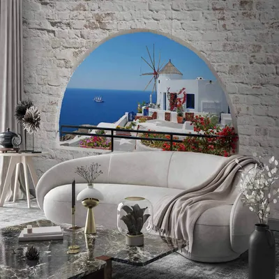 Produktbild von Selbstklebende Folie Fototapete - Summer in Santorini 196x140 cm Landschaften c-A-0098-a-b