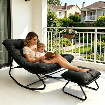 Produktbild von Ergonomischer Schaukelstuhl mit Fußstütze