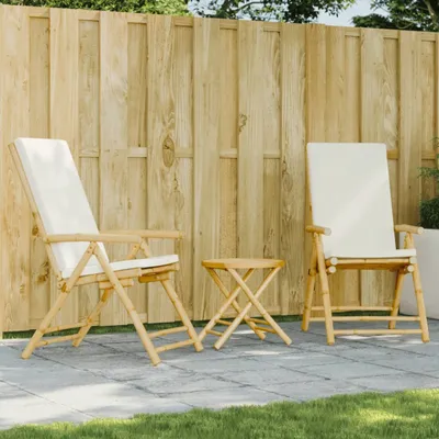 Produktbild von Maison Exclusive - 3-tlg. Bistro-Set Klappbar mit Cremeweißen Kissen Bambus