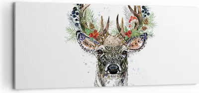 Produktbild von Bild auf Leinwand - Leinwandbild - Einteilig - Surrealismus Hirsch Boho - 120x50cm - Wand Bild - Wanddeko - Wandbilder - Leinwanddruck - Bilder - Wanddekoration - Leinwand bilder - AB120x50-4486