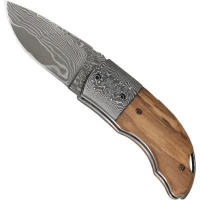Produktbild von Haller Damast Survival Messer mit Damaststahl Damast- Olivenhol