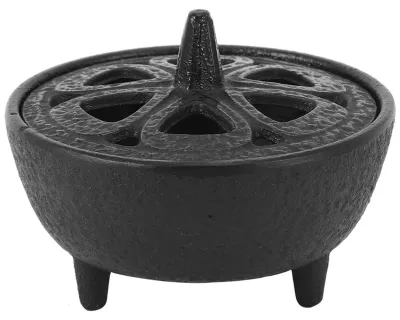 Immagine prodotto di Bruciatore per incenso in ghisa - Porta incenso - Aromaterapia - Supporto per bastoncini di incenso - Decorazione - 8,5 x 8,5 x 7 cm