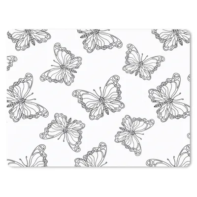 Produktbild von MuchoWow® Mauspad Mousepad Schmetterlinge - Muster - Schwarz und Weiß 40x30 cm - Mousepads - Maus Mat - Pad - Mausunterlage - Anti Rutsch