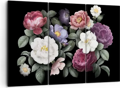 Produktbild von Bild auf Leinwand - Leinwandbild - 3 Teile - Blumen Blumenstrauß Komposition - 105x70cm - Wand Bild - Wanddeko - Wandbilder - Leinwanddruck - Bilder - Wanddekoration - Leinwand bilder - CE105x70-5032