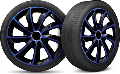 Produktbild von Auto Radkappen Radzierblenden 4er Set passend für alle Stahlfelgen - einstellbarer Sicherungsring - 15 Zoll - Schwarz Blau