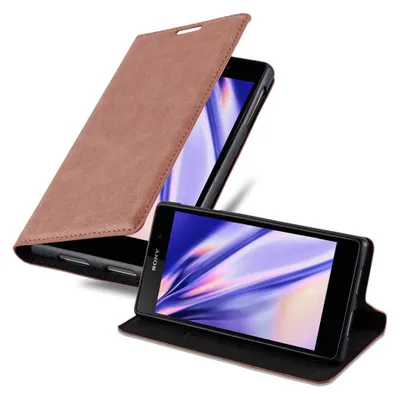 Image de Cadorabo Housse pour Sony Xperia Z1 Housse de protection marron Etui pour téléphone portable Case Cover Fermeture magnétique