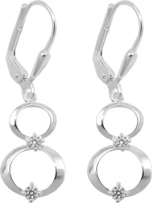 Produktbild von Paar Ohrhänger Ohrringe 31x10mm 2 Ringe mit Zirkonia aus 925 Silber
