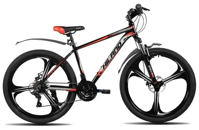 Zdjęcie produktu dla Rower górski (MTB) - koła o średnicy 66 cm - obręcze z 32 szprychami - 18 biegów - rama aluminiowa - hamulce tarczowe mechaniczne z przodu i z tyłu - kolor czarny
