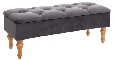 Immagine prodotto di Panca imbottita Wintem, rivestita in velluto grigio, dimensioni 102 x 38 x 41 cm, realizzata in resistente materiale
