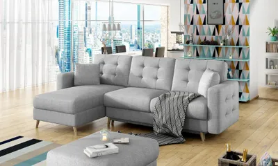 Produktbild von Ecksofa SASHA, grau, mit Schlaffunktion und Stauraum, 248x162x93 cm
