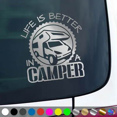 Produktbild von PantherPixel Wohnmobil Aufkleber Wohnwagen Bus Reise Besser Camping Sticker Auto Geschenkidee Farbe Silber