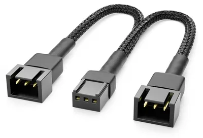 Produktbild von deleyCON 15cm 3-Pin Lüfter Y-Kabel Nylon Adapterkabel - Schwarz