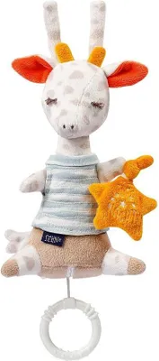Produktbild von Mini-Spieluhr Giraffe – mit „Glow-in-the-dark“ Bestickung – Aufzieh-Spieluhr mit Melodie „Schlaf Kindlein Schlaf“