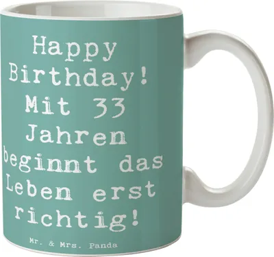 Produktbild von Mr. & Mrs. Panda Teetasse Spruch 33. Geburtstag - Meeresbrise - Geschenk, Kaffeetasse, Geburtstagskarte, Happy Birthday, Alter, Trinkbecher, Abenteuer, Glück, Becher