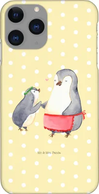 Produktbild von Mr. & Mrs. Panda Iphone 11 Pro Handyhülle Pinguin mit Kind - Gelb Pastell - Geschenk, Pinguine, Mom, Vorbild Mama, Mutter, Muttertag, Premium Kunststoff, Handy Case