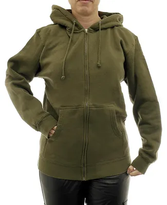 Produktbild von Damen Hoodie warm Fleece Kapuze Reißverschluss Zip Oversize 7177 grün M