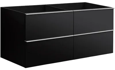 Productafbeelding van CERANO - Badkamermeubel onder de wastafel met handgreep Velora - mat zwart, chroomkleurige handgreep - 119x53x46,5 cm
