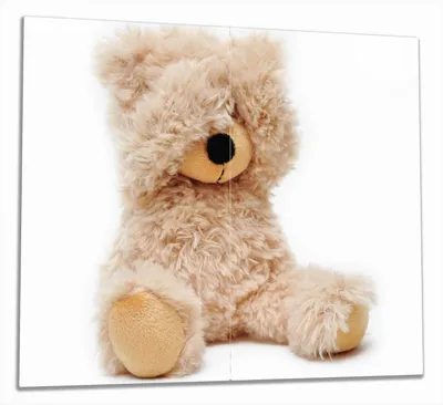 Produktbild von Wallario Herdabdeckplatte aus Glas, Größe 60 x 52 cm 2-teilig, Motiv Süßer Teddybär