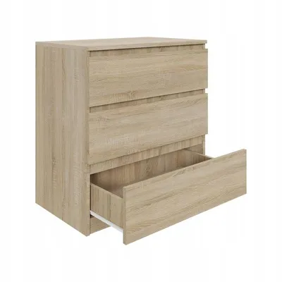 Produktbild von Kommode AVEN 70cm, Sonoma-Eiche, 3 Schubladen, 75x71x40cm Minimalistisch Schrank für Schlafzimmer