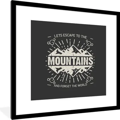 Produktbild von MuchoWow® MuchoWow® Gerahmtes Poster Jahrgang - Berg - Grau 40x40 cm - Poster mit zchwarzem Bilderrahmen - Poster - Plakat im Rahmen