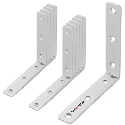 Produktbild von KOTARBAU® 10er Set Winkel 10 x 10 x 2 cm Winkelverbinder Schwerlastwinkel aus Verzinkte Stahl Eckwinkel mit Sicke Stahl Blechwinkel Metallwinkel 90 Grad Stahlwinkel Winkelprofil Bauwinkel Stuhlwinkel