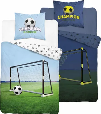 Produktbild von Bettwäscheset leuchtend im Dunkeln 140x200 Spielfeld Tor Fußball