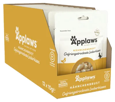 Productafbeelding van Applaws natuurlijke kattensnacks, gevriesdroogde kipfilet, 12 x 10 gram