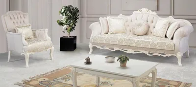 Produktbild von Casa Padrino Luxus Barock Wohnzimmer Set Hellrosa / Weiß / Beige - 2 Sofas & 2 Sessel & 1 Couchtisch - Prunkvolle Wohnzimmer Möbel im Barockstil