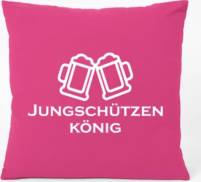 Produktbild von Huuraa Kissen Jungschützenkönig Schützenfest 40x40cm mit Füllung Fuchsia Baumwolle Dekokissen Geschenkidee