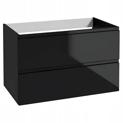 Image de Stamar | Armoire de salle de bains, Armoires suspendues, Noir, 100 cm, MDF, brillant
